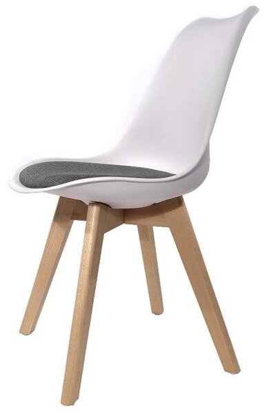 Skandinávská jídelní židle ve vzhledu bílé/šedéPolyuretankůže, dřevěné nohy, moderní design, pohodlná kuchyňská židle