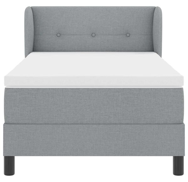 Postel s boxspringem s čelo Světle šedá 80 x 200 cm textil 3339989