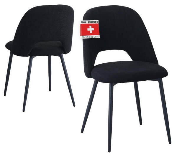Jídelní židle Albatros s potahem na šňůru, sada 2 židlí SILVI, šedá - stylový vintage design, potah na šňůru, čalouněná židle testovaná SGS - moderní kuchyňská židle, židle do jídelny nebo k jídelnímu stolu