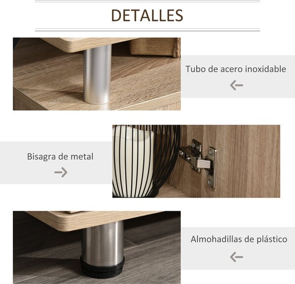 HOMCOM TV stolek pro TV do 55 palců, moderní TV stolek se 2 dveřmi a 2 policemi do ložnice 120x39,5x52 cm Dub | Aosom