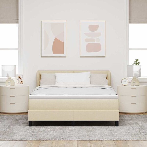Postel s boxspringem s čelo Krémová 140 x 190 cm textil 3340022