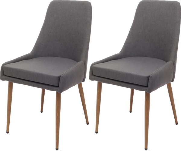 Sada 2 jídelních židlí HWC-O27, kuchyňská židle čalouněná židle, látka/textil (280g/m²) kov tmavě šedá