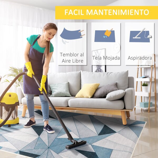 HOMCOM Moderní sametový koberec se vzorem diamantu 230x160 cm, geometrický koberec s protiskluzovým podkladem do ložnice, kanceláře nebo studovny, víc
