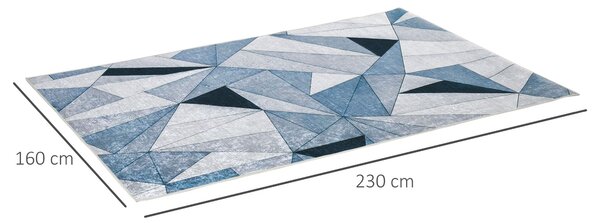 HOMCOM Moderní sametový koberec se vzorem diamantu 230x160 cm, geometrický koberec s protiskluzovým podkladem do ložnice, kanceláře nebo studovny, víc