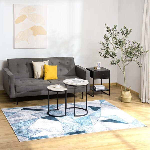 HOMCOM Moderní sametový koberec se vzorem diamantu 230x160 cm, geometrický koberec s protiskluzovým podkladem do ložnice, kanceláře nebo studovny, víc