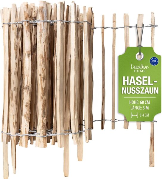 Plot Creative Home, výška 60 cm a délka 3 m | Plot z lískových prken, rozteč prken 3–4 cm
