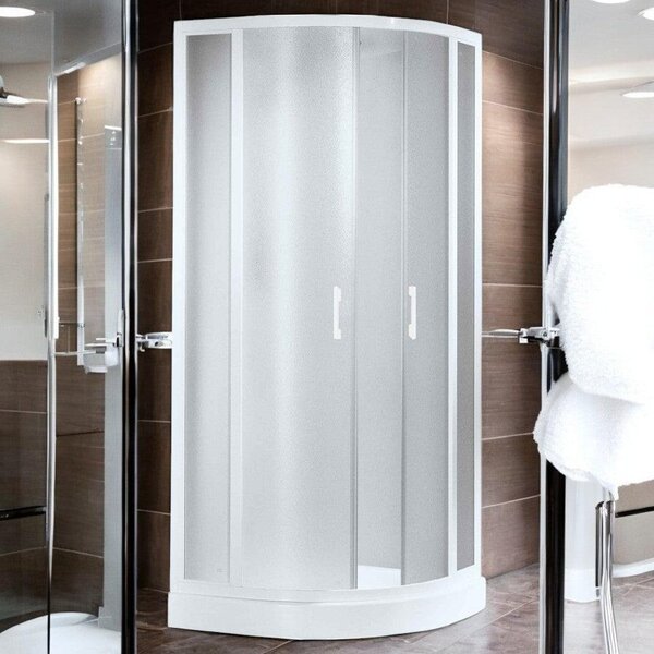 Půlkruhový sprchový kout, výška 185 cm, s posuvnými dveřmi a akrylovými panely s efektem bublinek – 77,5 – 80 / Ap. 43