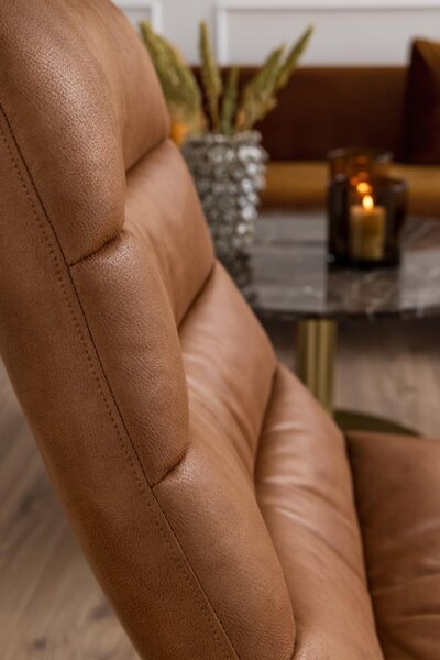 Actona Designové kožené lounge křeslo Milford brandy hnědé