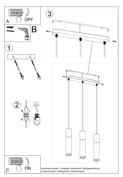 Sollux Lighting Závěsné svítidlo PABLO 3 bílé