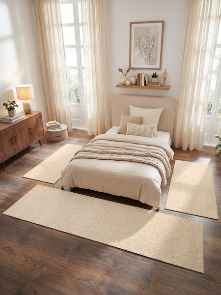 BT Carpet, Ložnicová sada Wolly 102843 Creme, 3 díly: 67x140 (2x), 67x250 (1x), bílá, ložnice