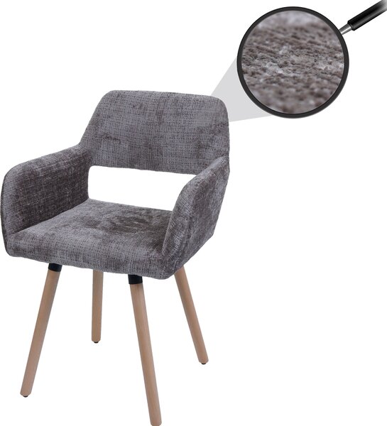 Jídelní židle HWC-A50 II, židle kuchyňská židle čalouněná židle, dřevo látka/textil šenil (465g/m²) hnědá