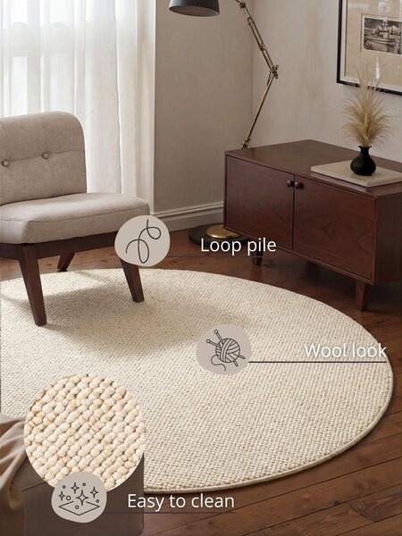 BT Carpet, Kusový koberec Wolly 102843 kruh, 133x133 (průměr) kruh, bílá, ložnice