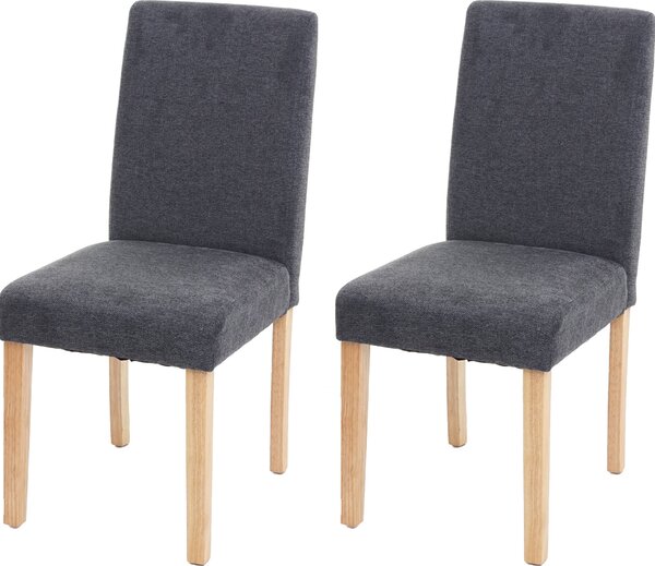 Sada 2 jídelních židlí Kuchyňská židle Littau Textil, antracitově šedá, světlé nohy