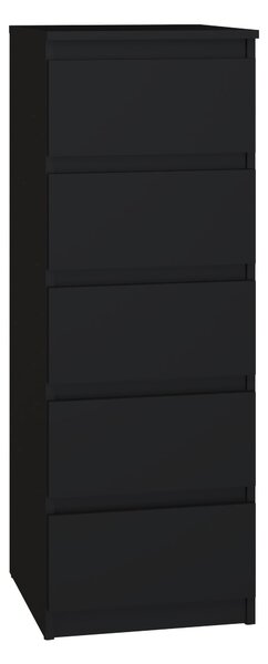Topeshop W5 CZERŃ, Černá, 5 zásuvka/zásuvek, Dřevotřískové desky, Jednobarevný, Moderní, Dřevotřískové desky
