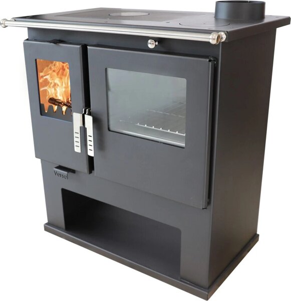Verso CS Inox - Stylový dřevěný sporák 7,7 kW s nerezovým troubou a vařičem