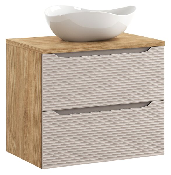 Comad Koupelnová skříňka s deskovým umyvadlem set Ocean Beige 70 béžová/dub olejovaný