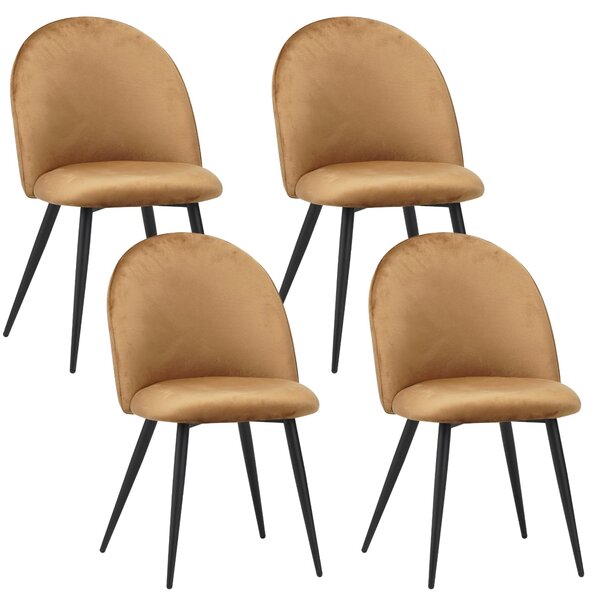 Židle do jídelny Albatros se sametovým potahem sada 4 židlí CAPO, hnědá - stylový vintage design, moderní elegantní čalouněná židle k jídelnímu stolu - židle do kuchyně nebo jídelny s vysokou nosností