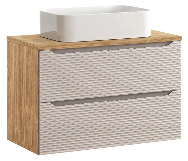 Comad Koupelnová skříňka s deskovým umyvadlem set Ocean Beige 90 béžová/dub olejovaný