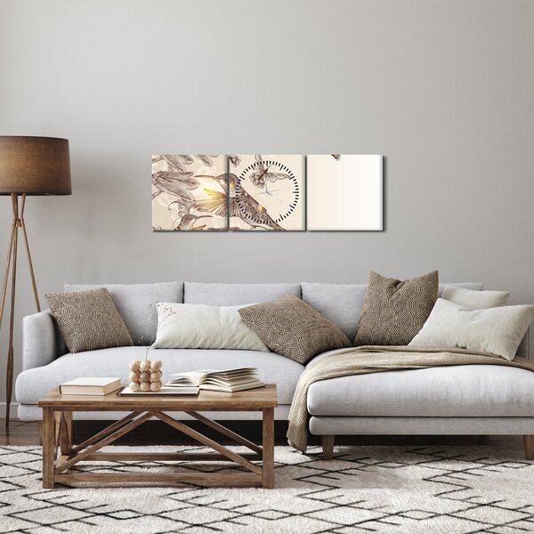 Obraz - Kolibříci (s hodinami) (90x30 cm)
