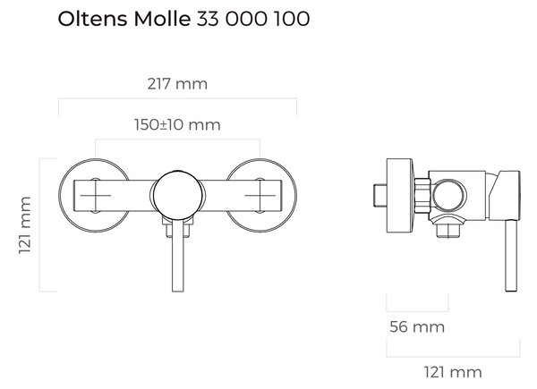 Oltens Molle sprchová baterie nastěnná černá mat 33000300