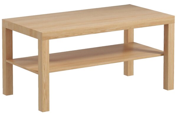 HOMCOM Konferenční stolek s 2 úložnými policemi do obývacího pokoje 90x45x44,5 cm Naturální | Aosom