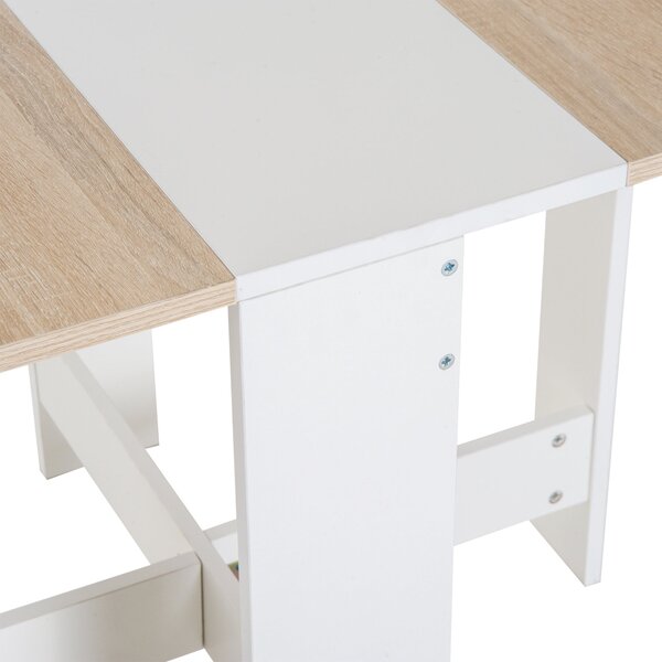 HOMCOM Skládací Jídelní Stůl Kuchyňský Stolek se 2 Sklopnými Listy pro Úsporu Místa Moderní Design 103x76x73.5cm Dřevo | Aosom