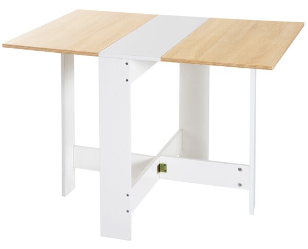 HOMCOM Skládací Jídelní Stůl Kuchyňský Stolek se 2 Sklopnými Listy pro Úsporu Místa Moderní Design 103x76x73.5cm Dřevo | Aosom