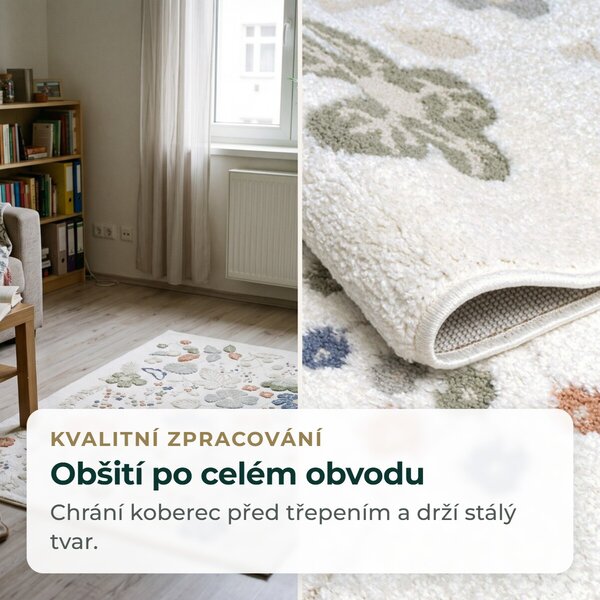 Angel Carpet, Kusový koberec Aurora 25 Cream, 80x150, bílá, kancelář