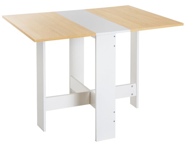HOMCOM Skládací Jídelní Stůl Kuchyňský Stolek se 2 Sklopnými Listy pro Úsporu Místa Moderní Design 103x76x73.5cm Dřevo | Aosom