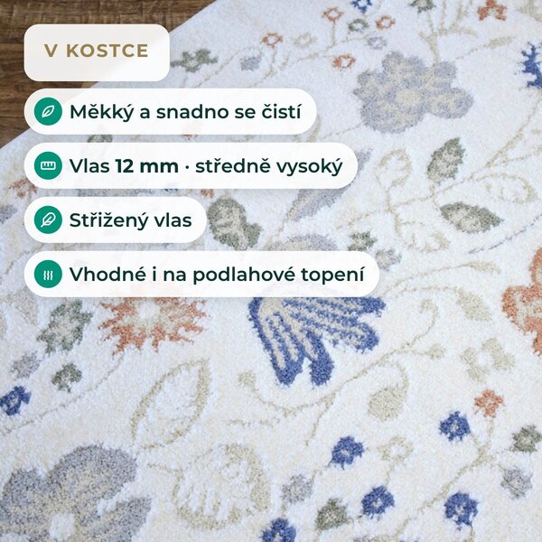 Angel Carpet, Kusový koberec Aurora 25 Cream, 80x150, bílá, kancelář