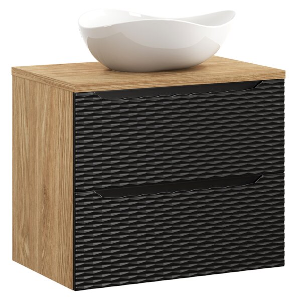 Comad Koupelnová skříňka s deskovým umyvadlem set Ocean Beige 70 černá/dub olejovaný