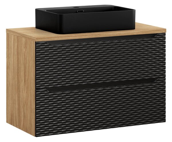 Comad Koupelnová skříňka s deskovým umyvadlem set Ocean Beige 90 černá/dub olejovaný