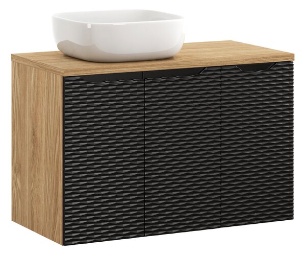 Comad Koupelnová skříňka s deskovým umyvadlem set Ocean Beige II. 90 černá/dub olejovaný