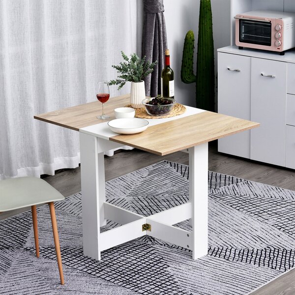 HOMCOM Skládací Jídelní Stůl Kuchyňský Stolek se 2 Sklopnými Listy pro Úsporu Místa Moderní Design 103x76x73.5cm Dřevo | Aosom