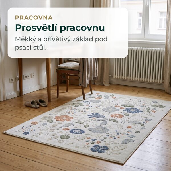 Angel Carpet, Kusový koberec Aurora 25 Cream, 80x150, bílá, kancelář