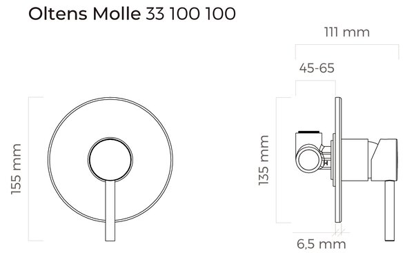 Oltens Molle sprchová baterie pod omítku černá mat 33100300