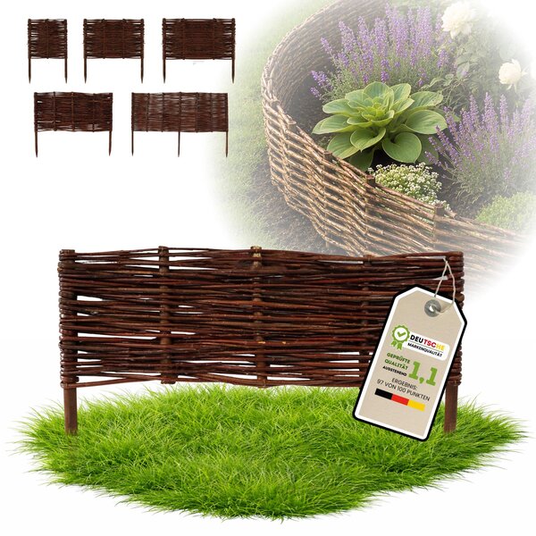 Floranica 1 kus Vrbový plot 20 cm x 60 cm – Zahradní plot z vrbového proutí Palisáda Přírodní oplocení Ohraničení záhonu