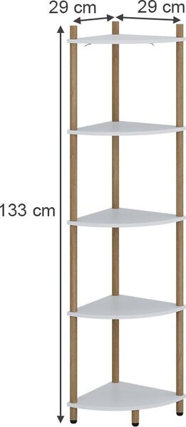 Rohová police Vicco Bivio Bílá/borovice 29 x 133 cm s 5 úložnými prostory, Model 57470