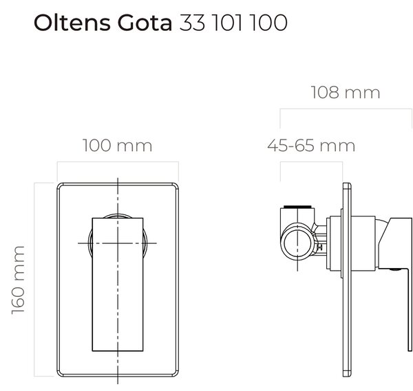Oltens Gota sprchová baterie pod omítku černá mat 33101300