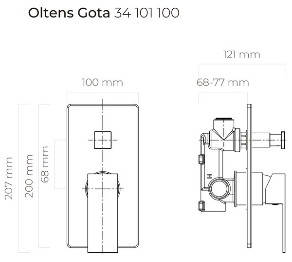 Oltens Gota vanová baterie pod omítku chrom 34101100