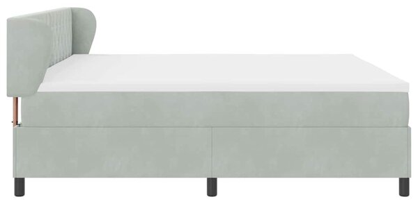 Postel s boxspringem s matrací Světle šedá 200 x 200 cm samet 3340352