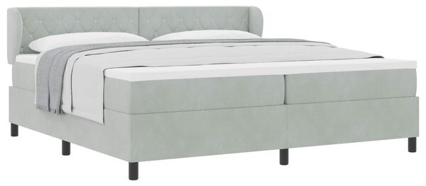 Postel s boxspringem s matrací Světle šedá 200 x 200 cm samet 3340352