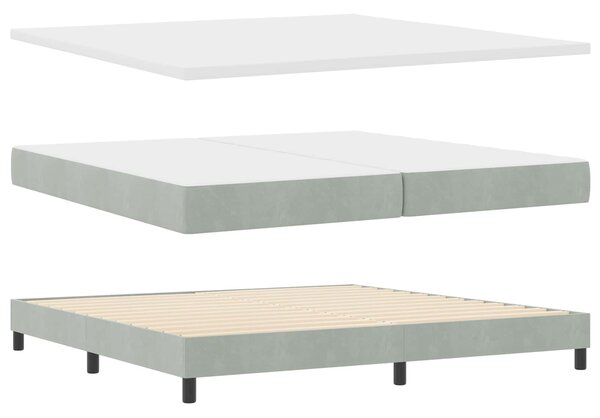 Postel s boxspringem s matrací Světle šedá 200 x 200 cm samet 3340352