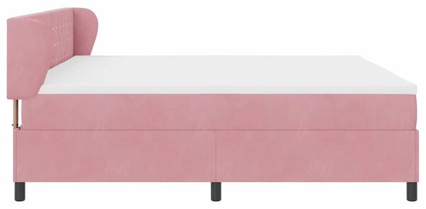 Postel s boxspringem s čelo Růžová 200 x 200 cm samet 3340357