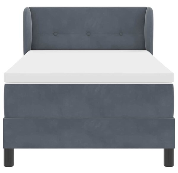 Postel s boxspringem s čelo Tmavě šedá 80 x 200 cm samet 3340359