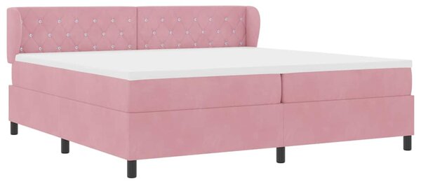 Postel s boxspringem s čelo Růžová 200 x 200 cm samet 3340357