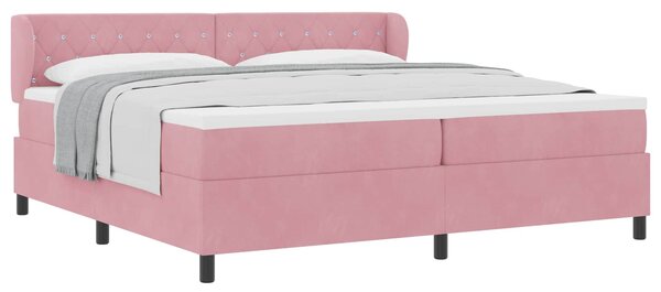 Postel s boxspringem s čelo Růžová 200 x 200 cm samet 3340357
