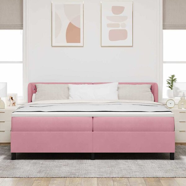 Postel s boxspringem s čelo Růžová 200 x 200 cm samet 3340357