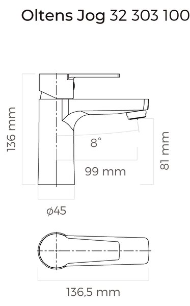 Oltens Jog umyvadlová baterie stojící chrom 32303100