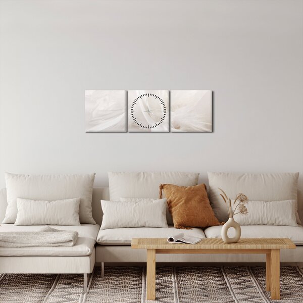 Obraz - Peří (s hodinami) (90x30 cm)